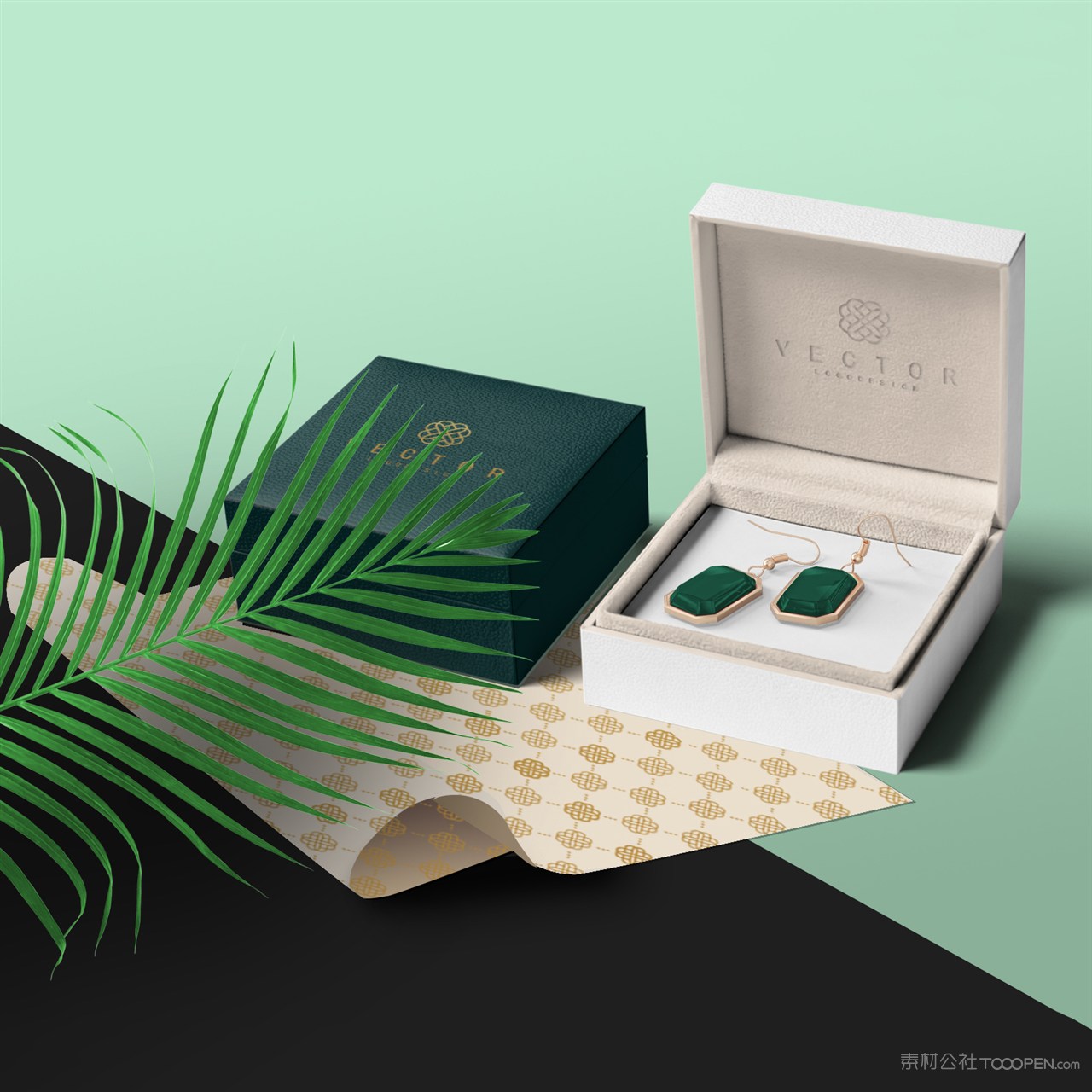 珠宝店vi耳钉包装纸包装盒贴图样机
