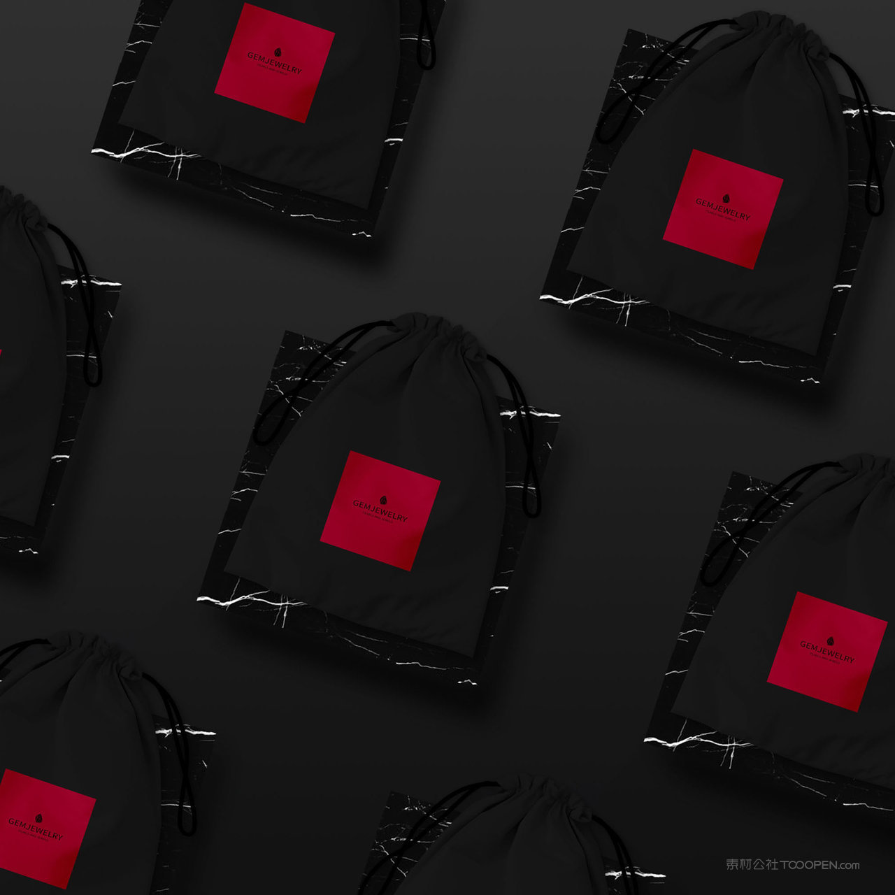 珠宝品牌VI抽绳布袋贴图样机