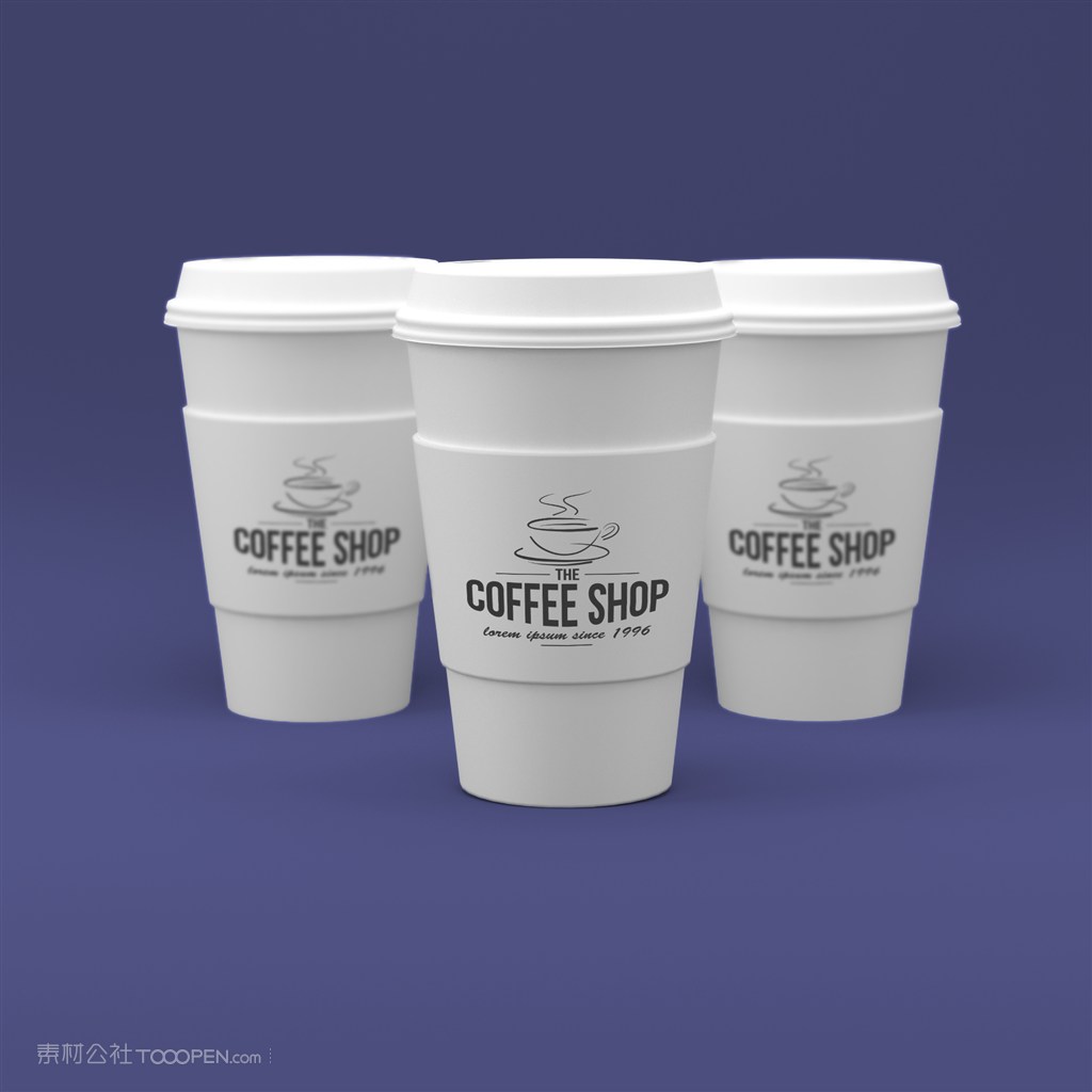 一次性纸杯外带杯带盖杯样机