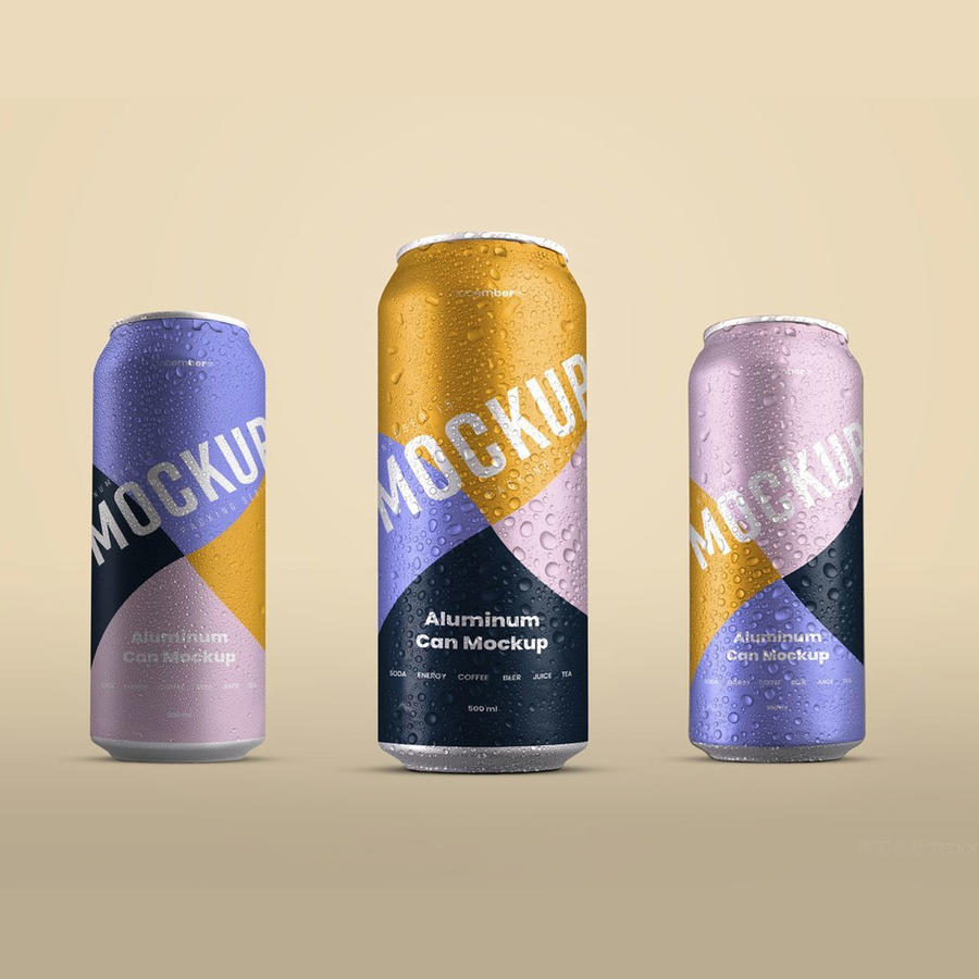 饮料易拉罐样机素材模板
