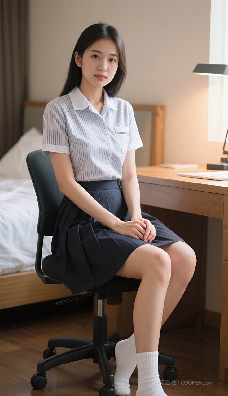 美女模特长腿制服丝袜短裙