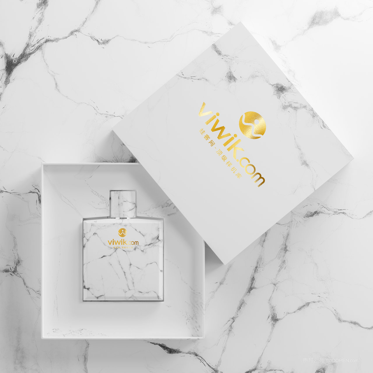 大理石纹包装盒香水包装贴图样机