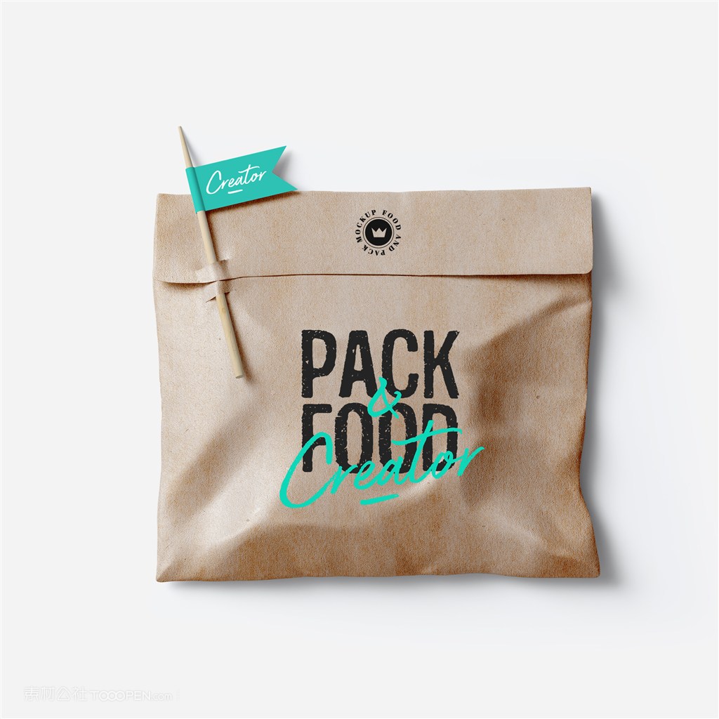 食品包装带牙签牛皮纸熟食包装样机