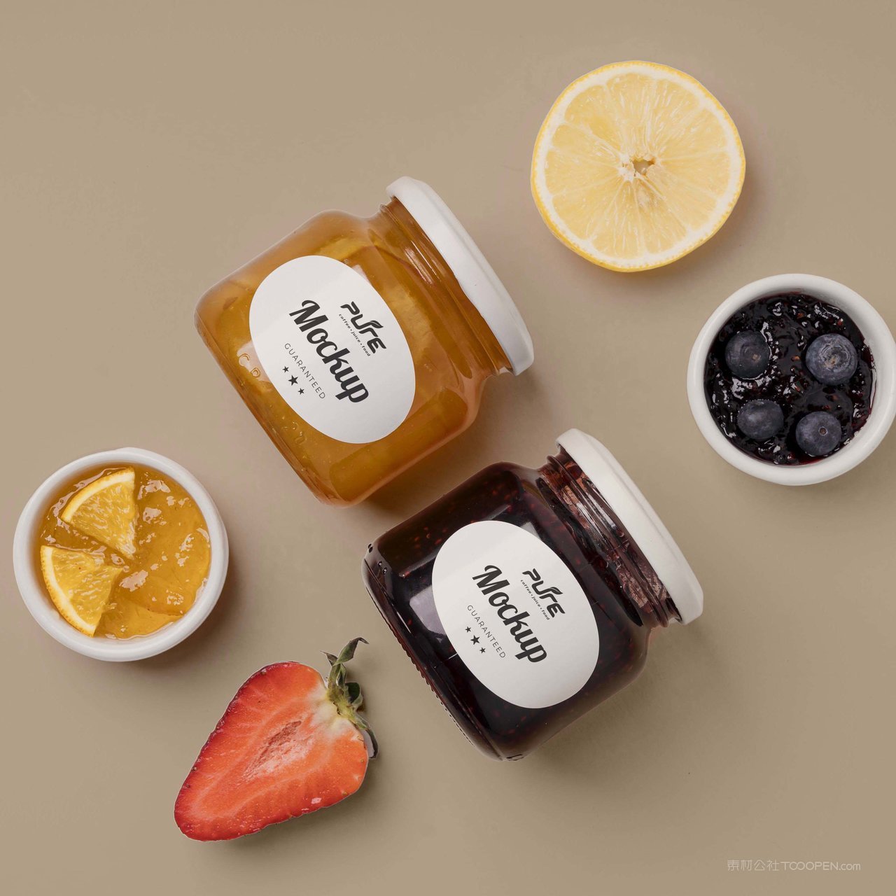 果酱包装瓶贴图样机