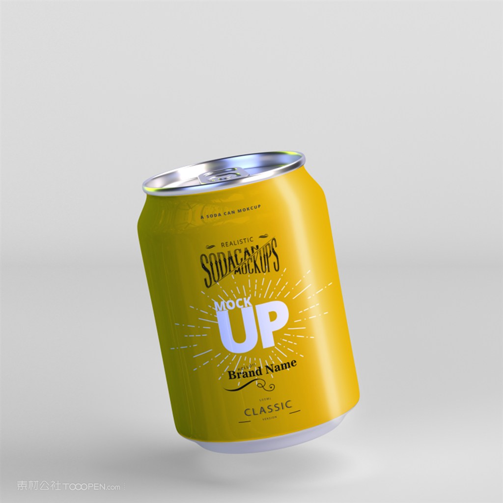 啤酒易拉罐可乐雪碧包装汽水饮料水果味饮品PSD样机