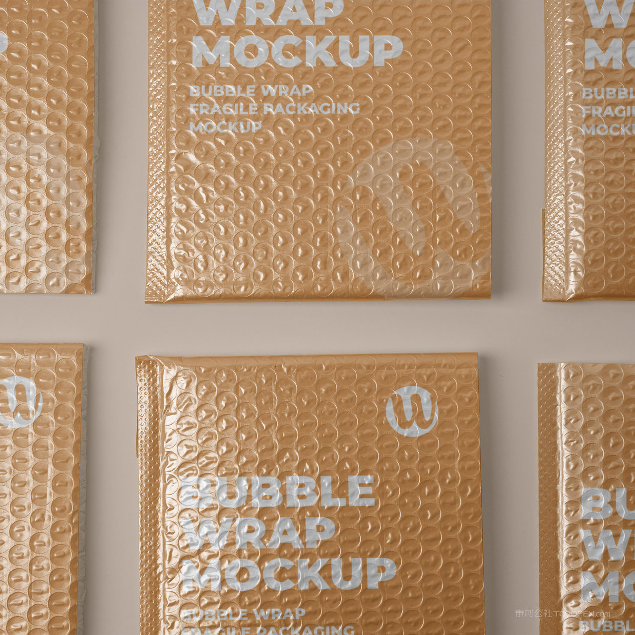 整齐排列的快递防震包装袋气泡包装袋贴图样机