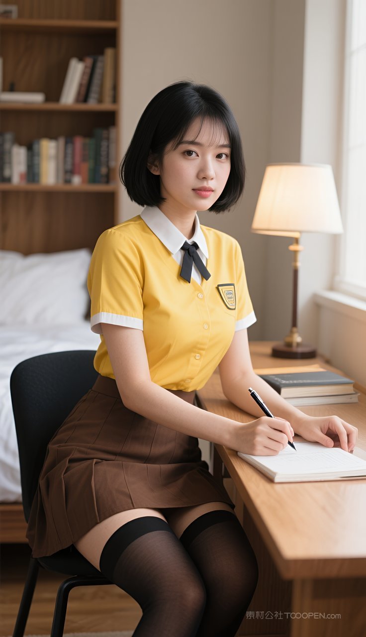 美女模特少女丝袜短裙长腿制服美腿