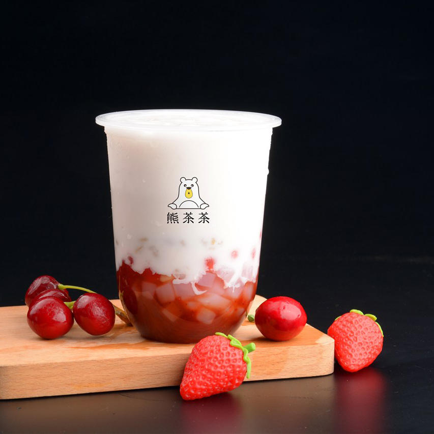 草莓奶茶饮品包装样机