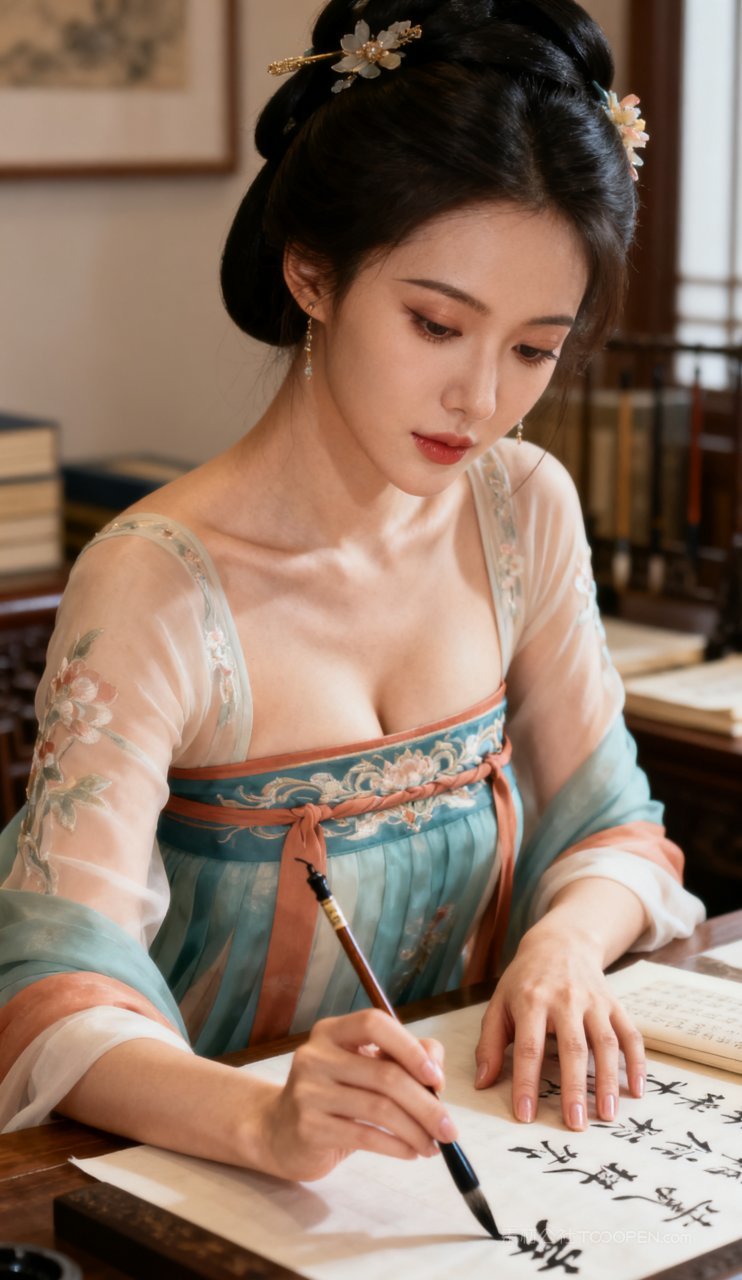 少女美艳汉服性感国风古风大胸美女妩媚