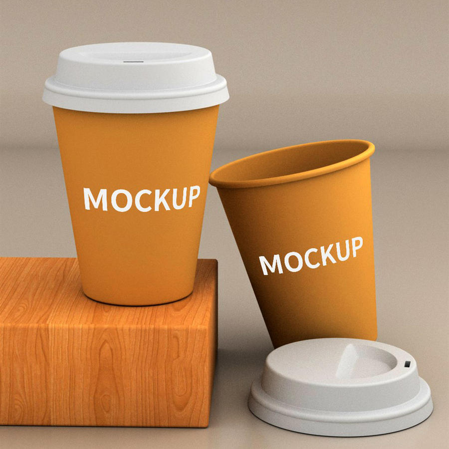 原木展台倾斜纸杯包装样机