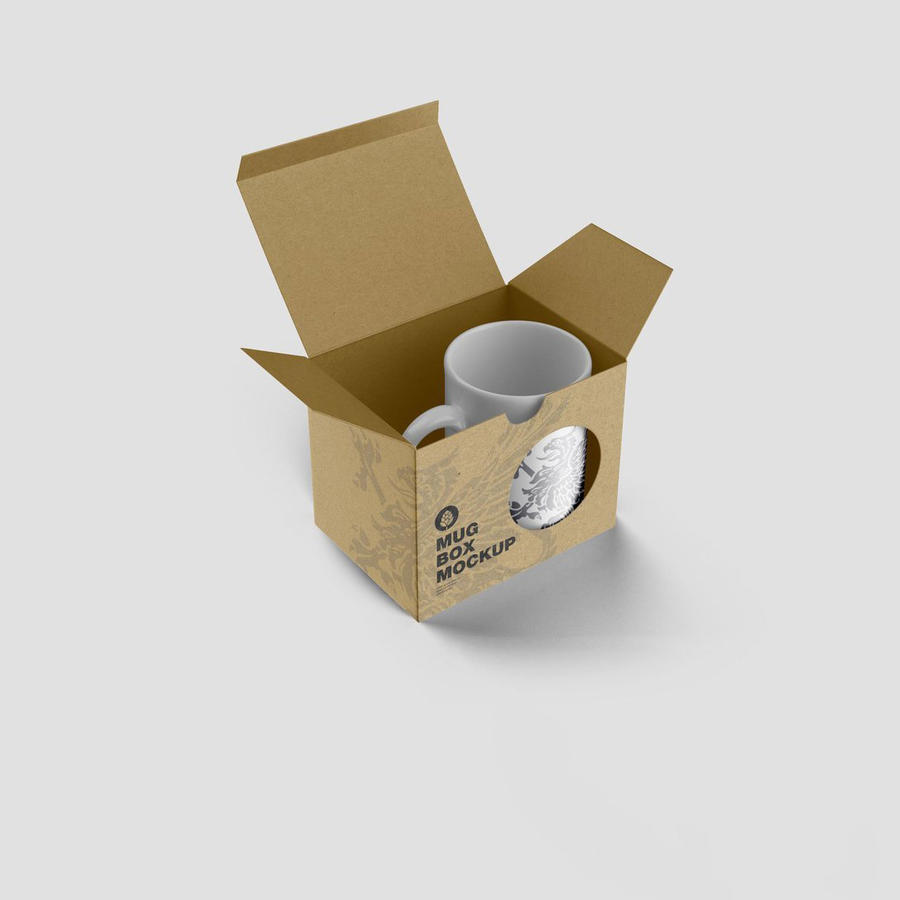 带杯子的纸盒包装样机