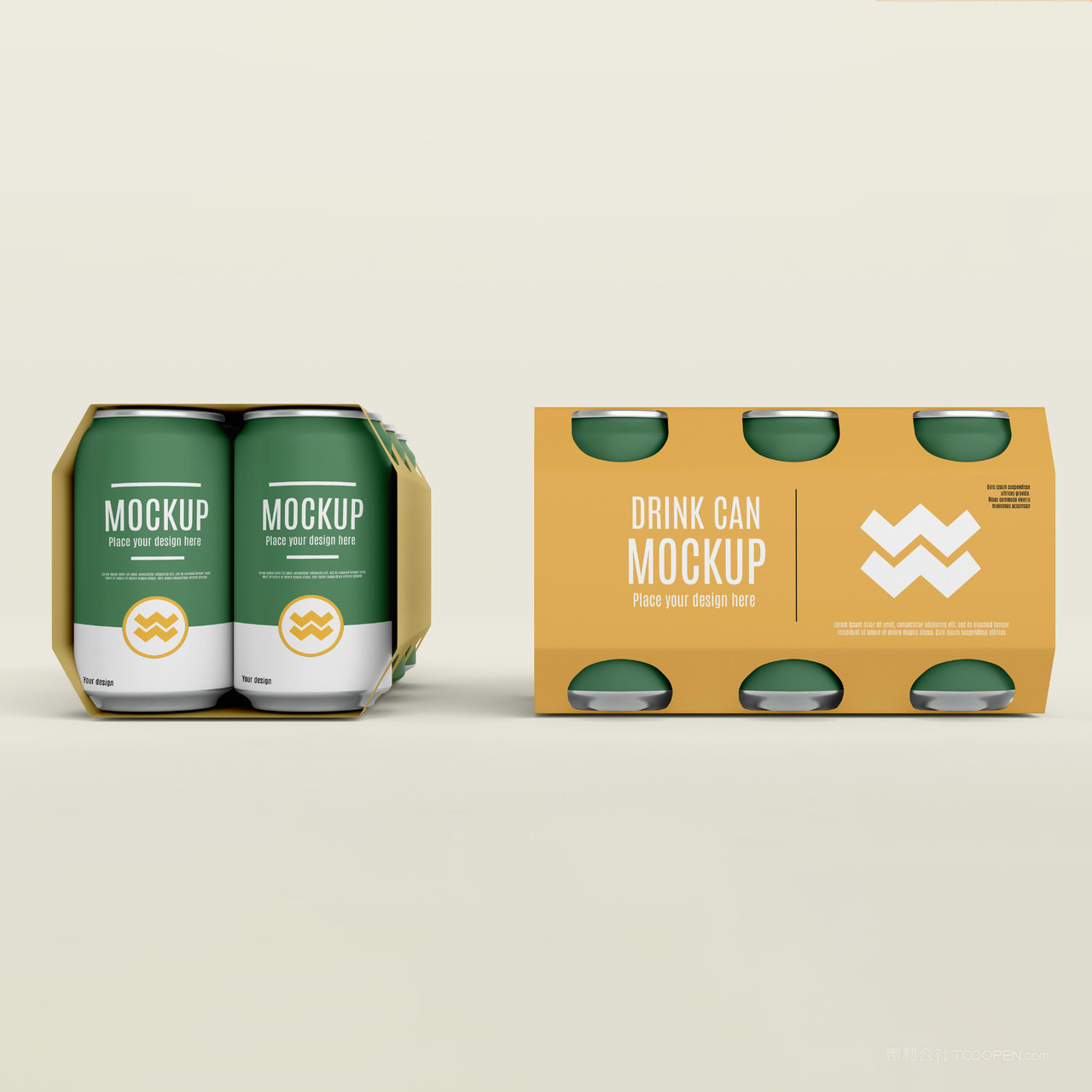 正视图侧视图易拉罐啤酒饮料包装贴图样机