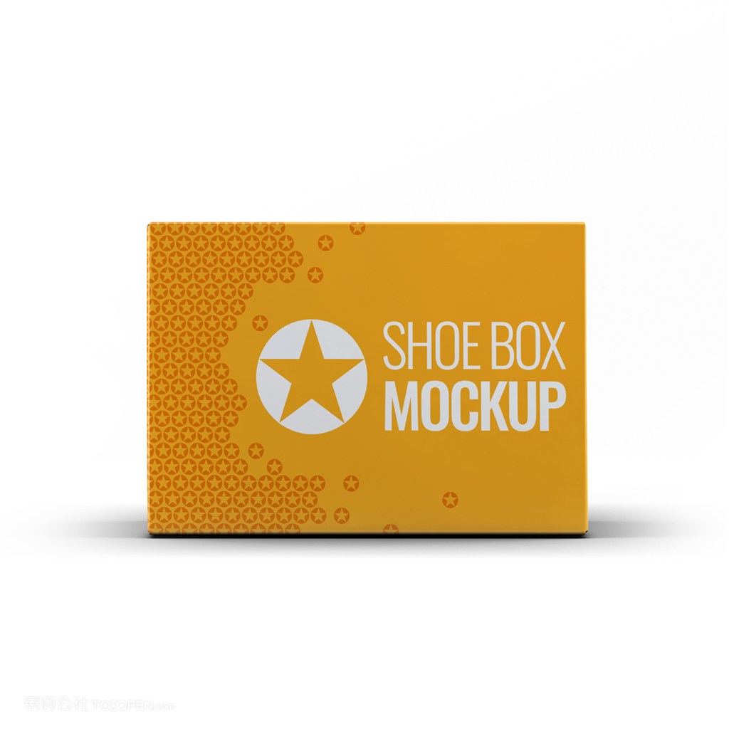 黄色方形纸盒包装盒鞋盒顶面贴图样机