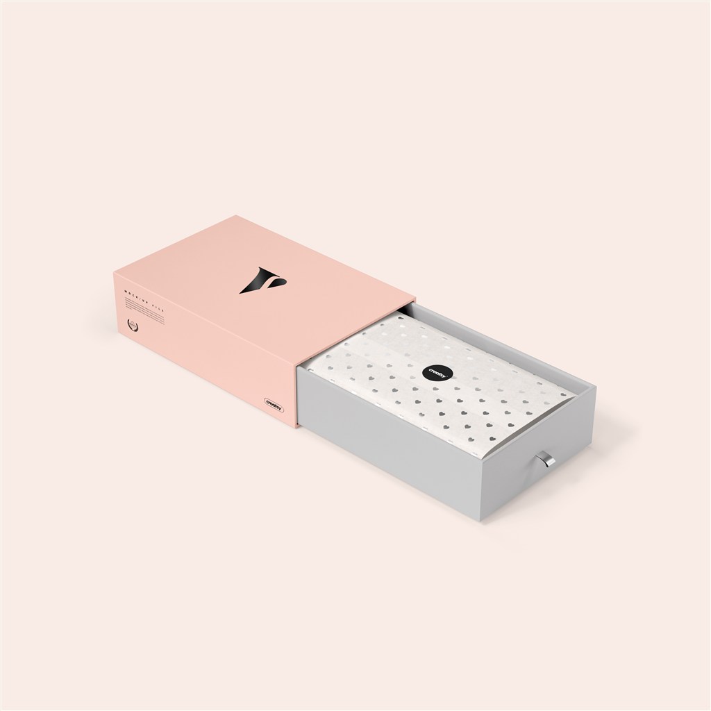 粉色横版抽屉盒包装样机