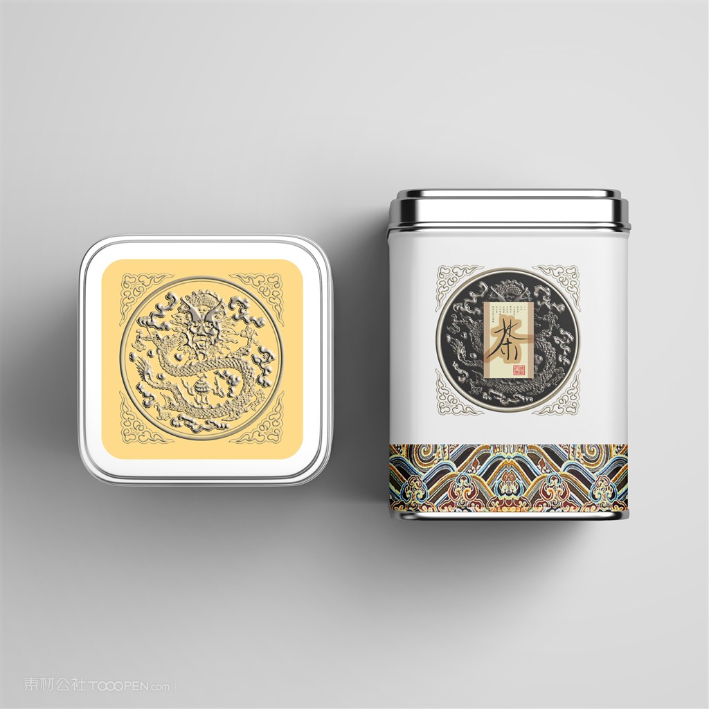 茶叶复古铁罐包装设计样机
