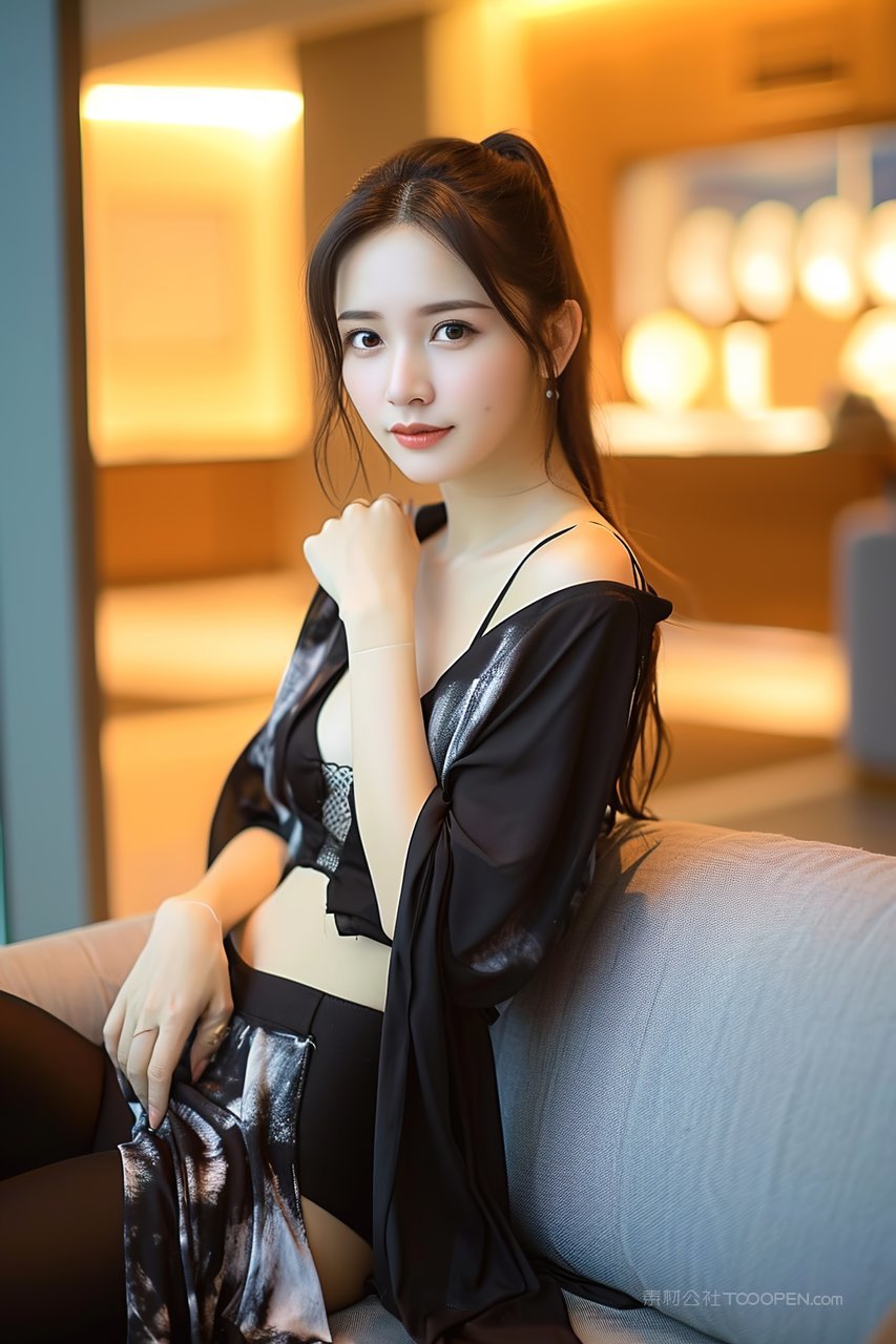 服装魅力长发摄影年轻美女模特气质美白时尚