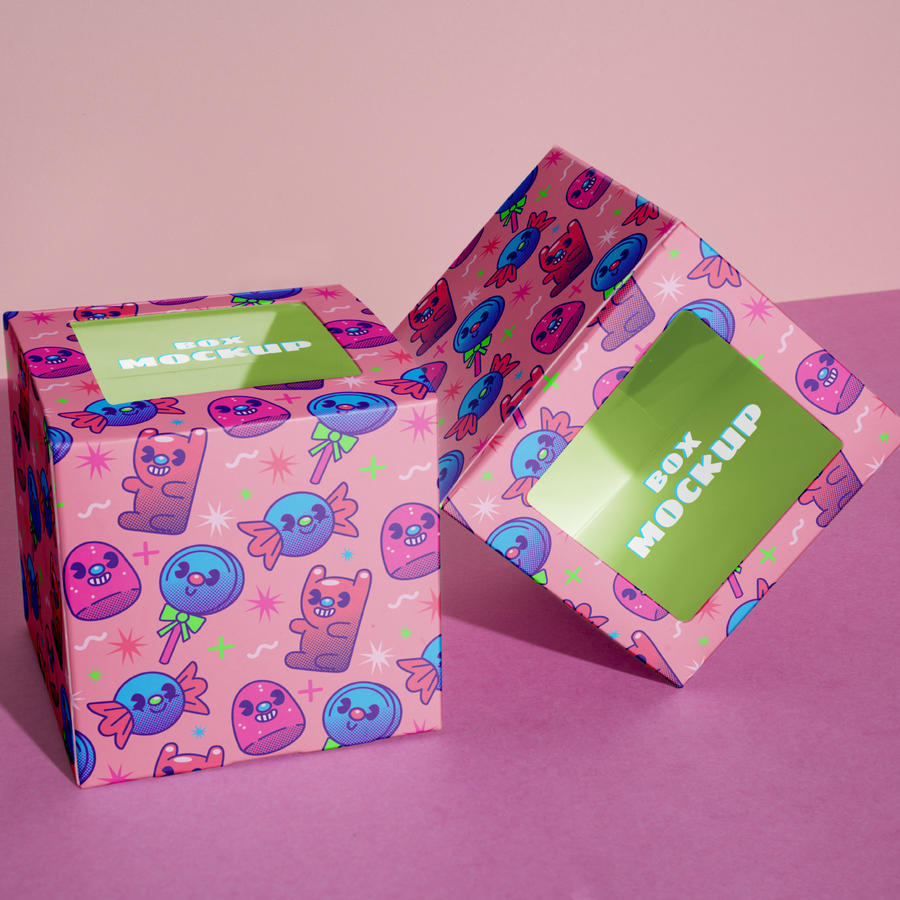 卡通风格包装盒样机