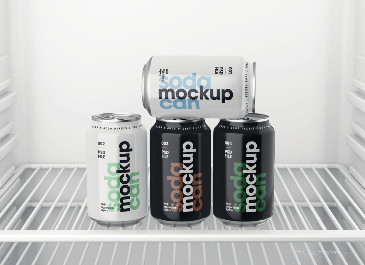 冰柜里易拉罐包装样机