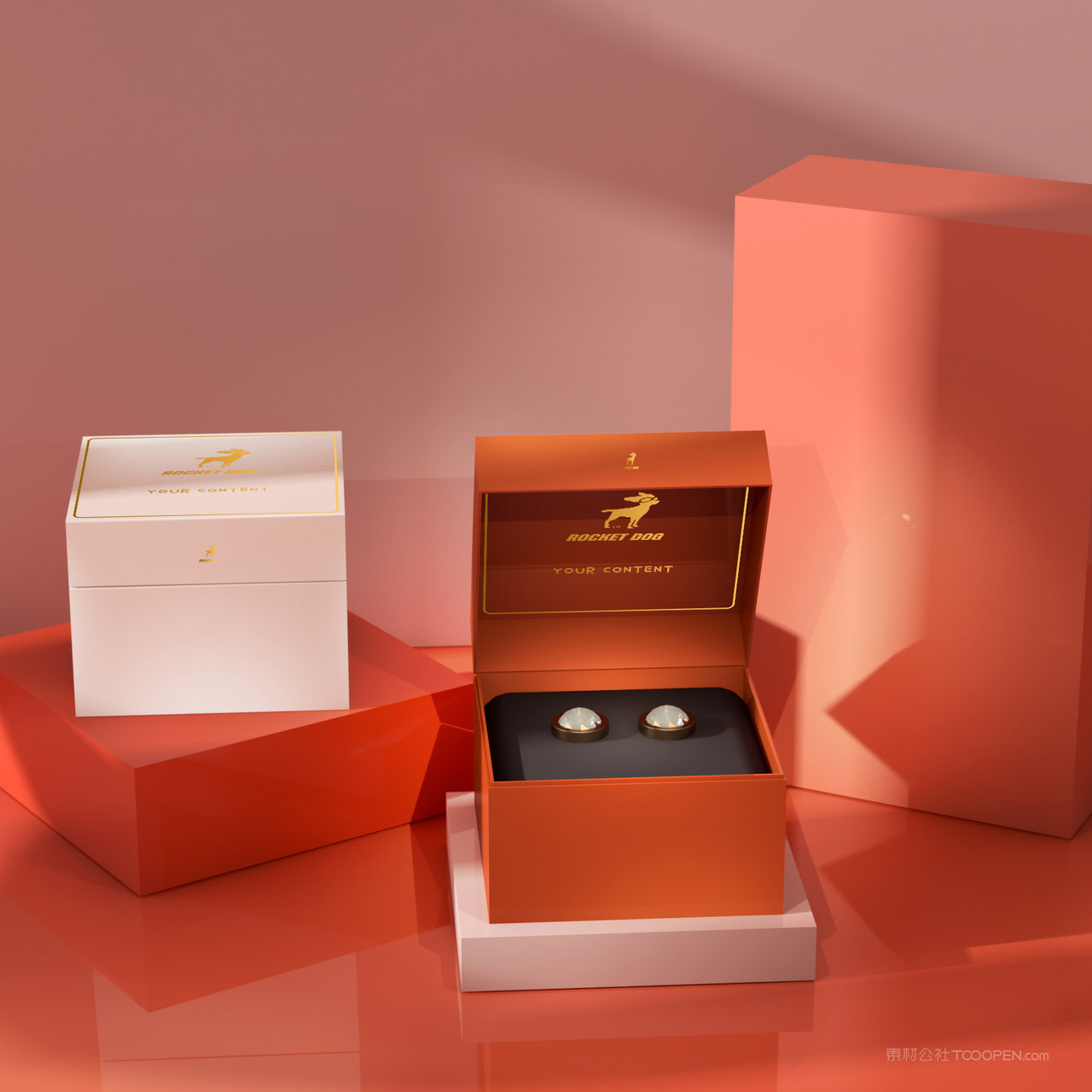 盒子珠宝首饰包装盒贴图样机