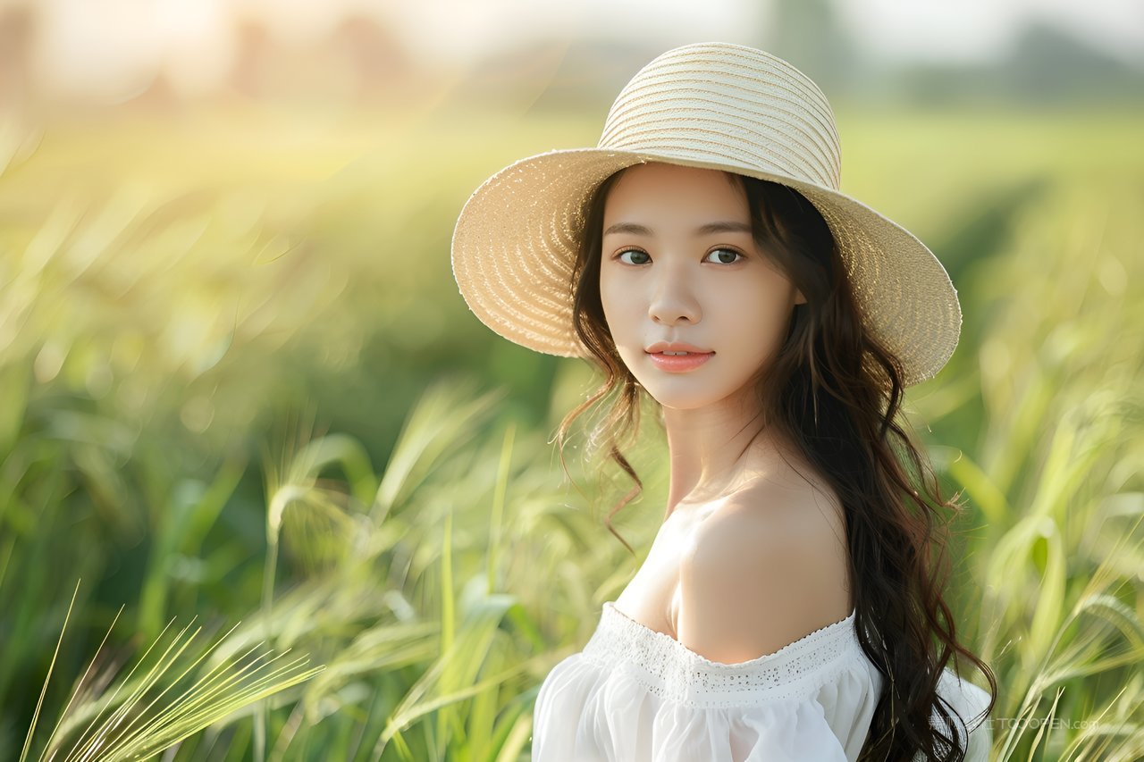 白色草帽女孩