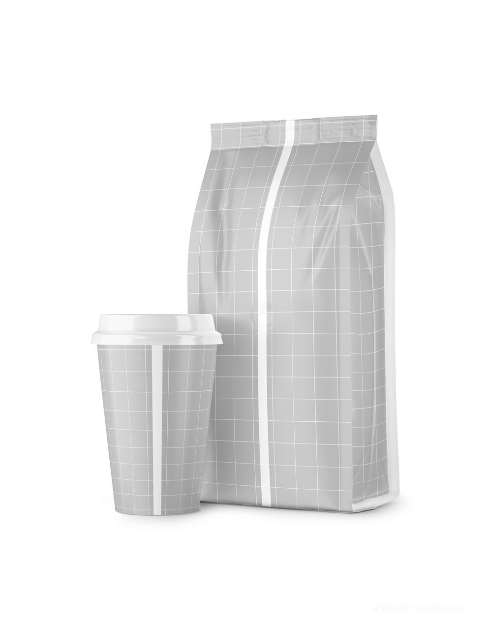 带咖啡杯的袋子样机