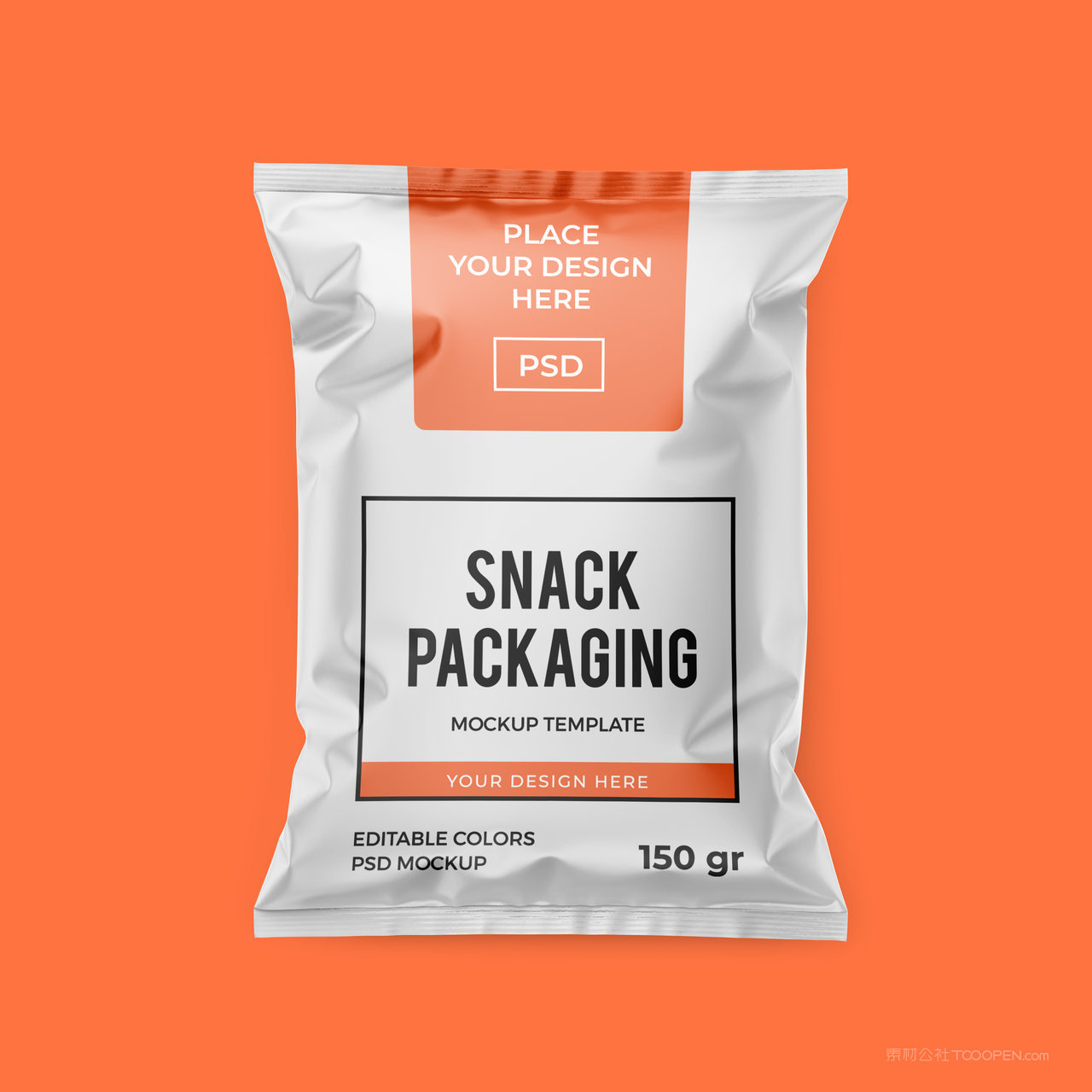 正视图膨化食品真空包装贴图样机