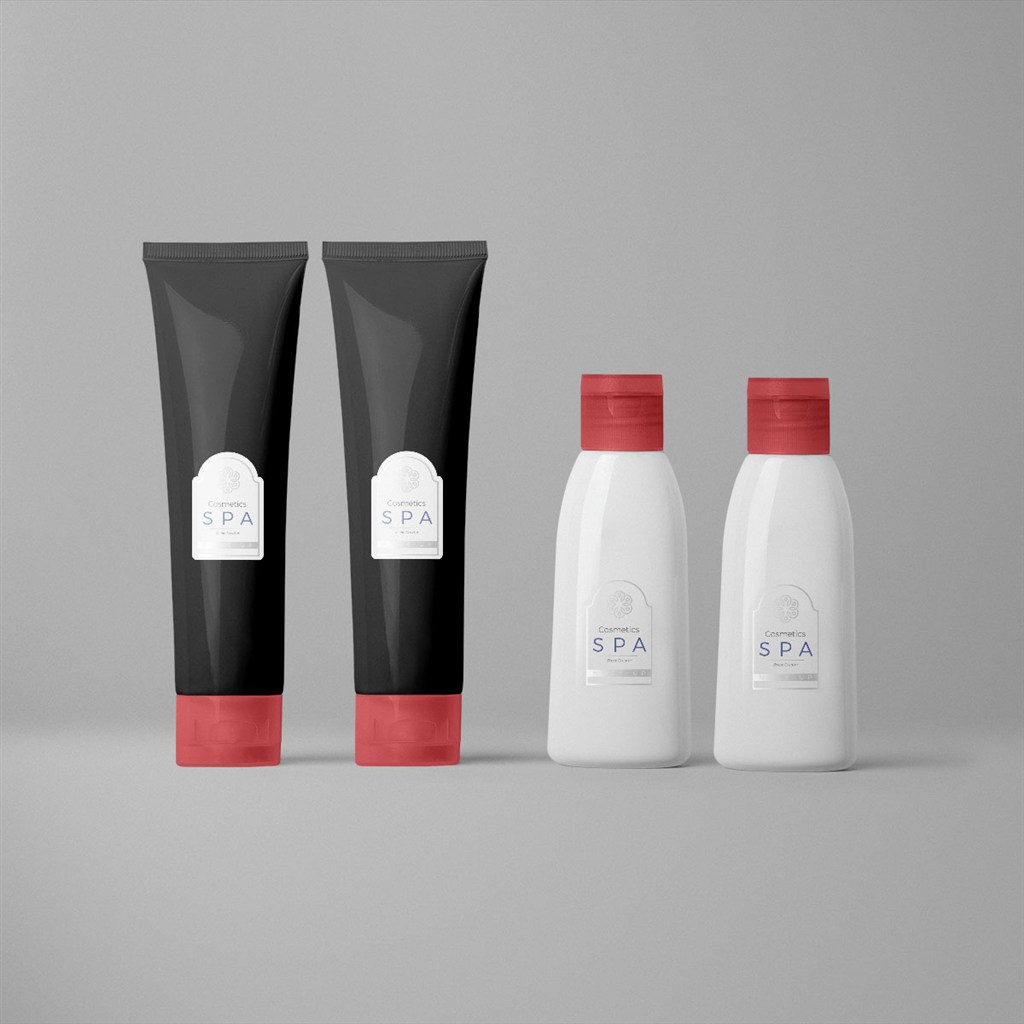spa精油黑白瓶子包装样机模板