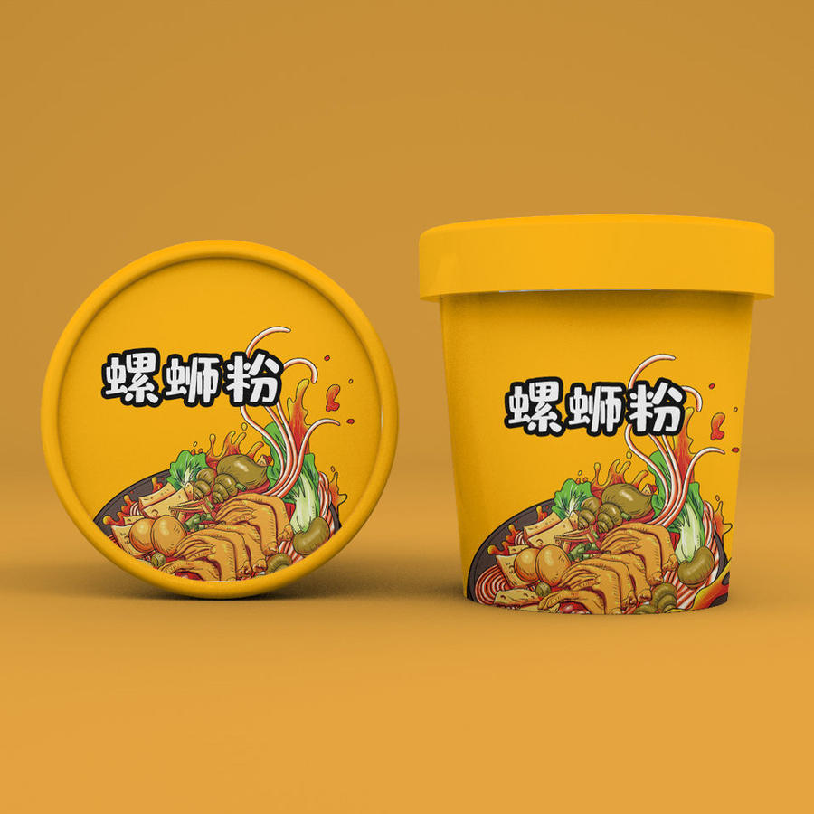 桶装美食螺蛳粉酸辣粉包装样机