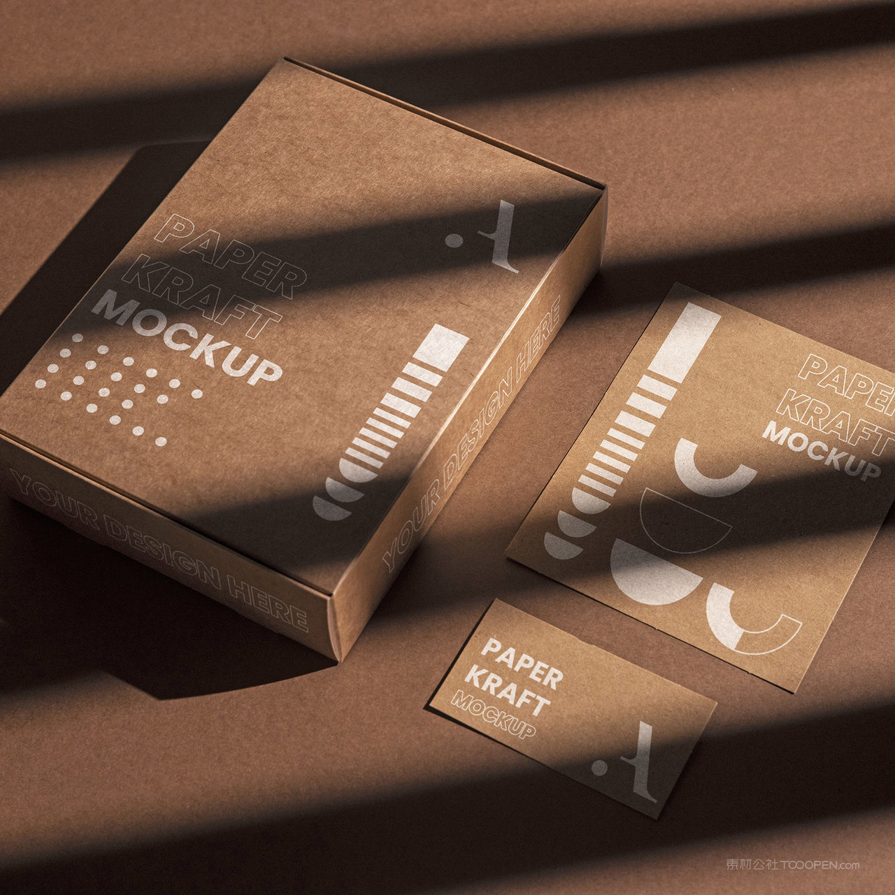 名片牛皮纸包装盒贴图样机
