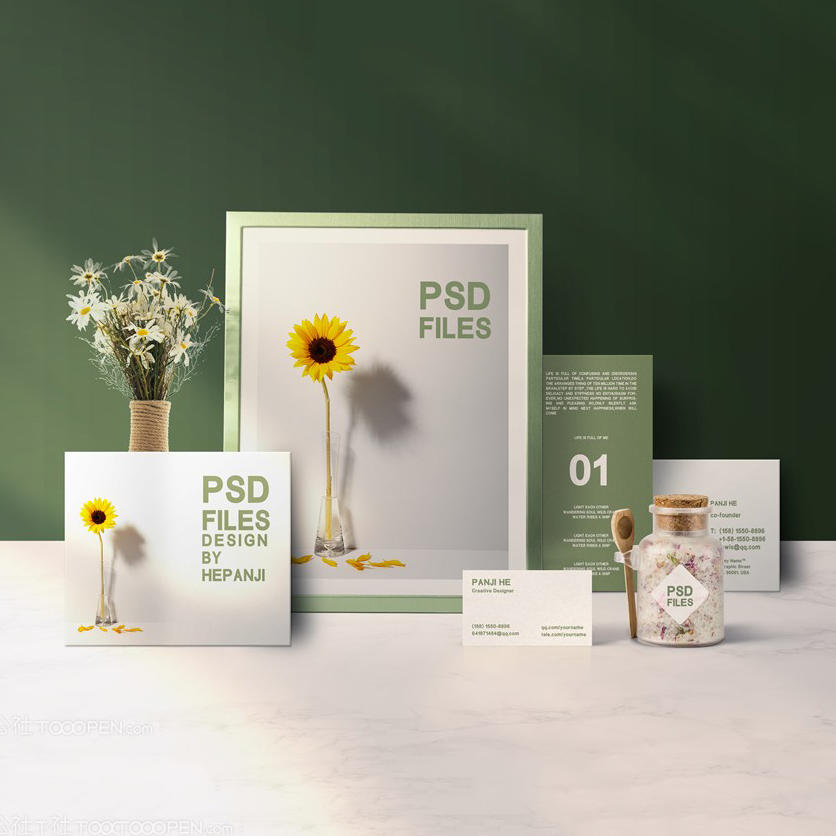 绿色小清新桌面美肤美妆产品企业vi样机