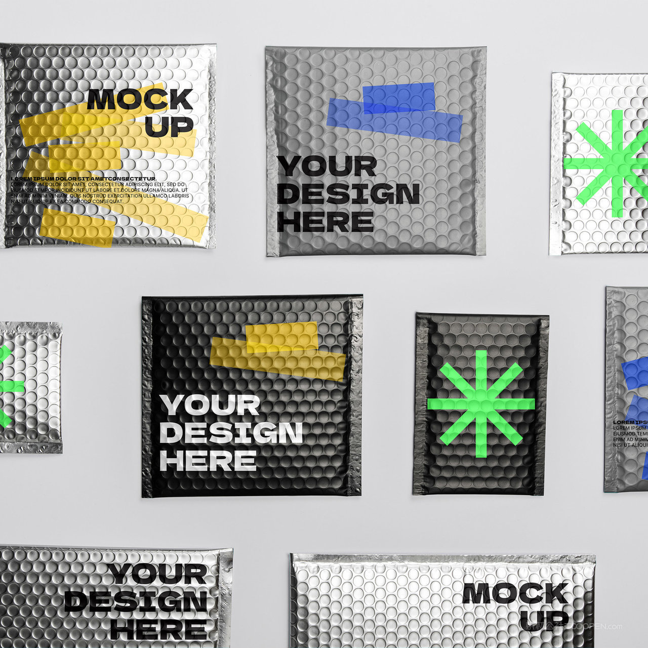 气泡包装袋快递包装袋集合贴图样机