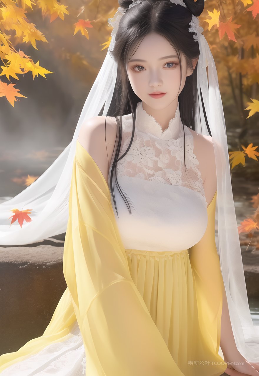 ai智造中式古风汉服装户外写真艺术照片