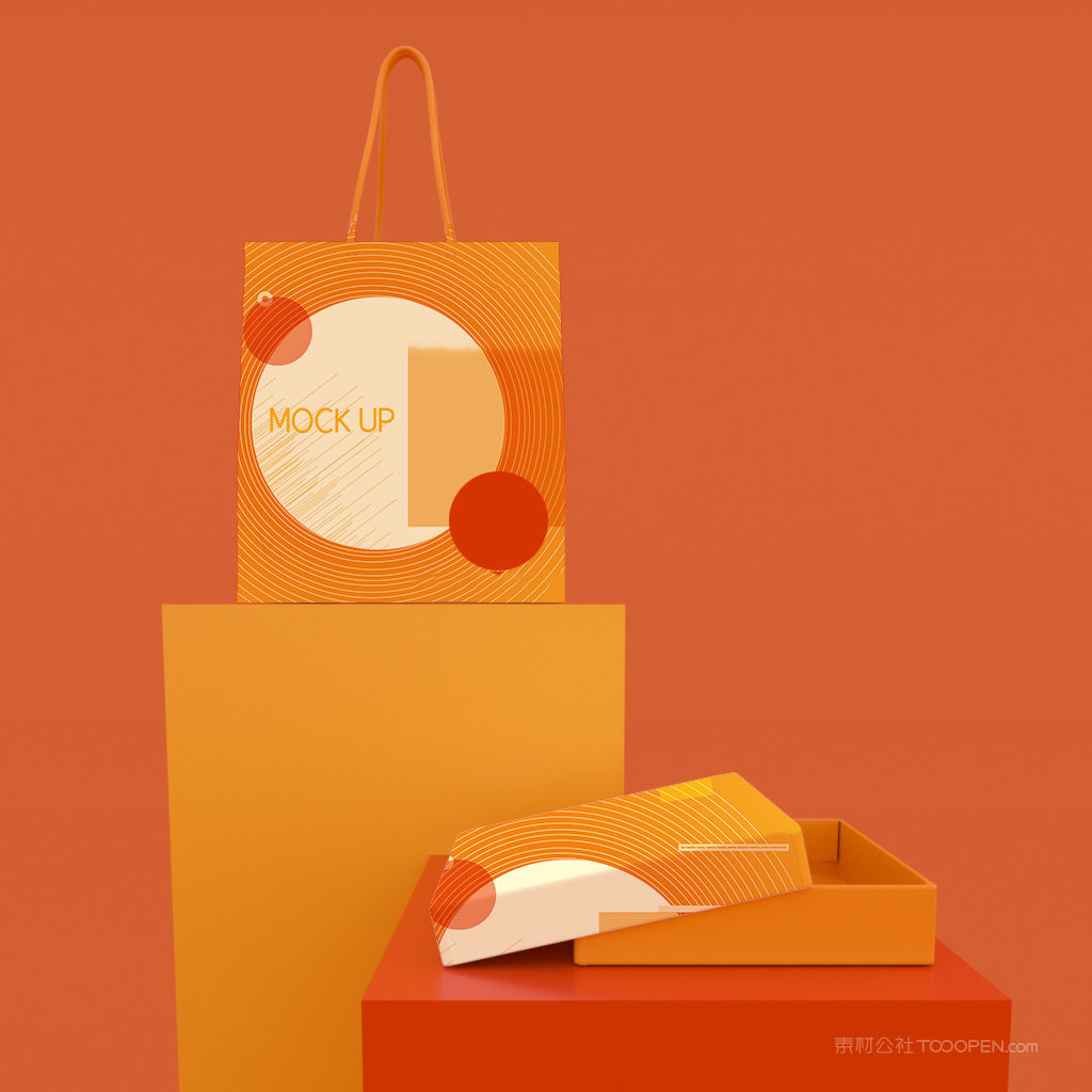 手提袋纸盒包装盒贴图样机