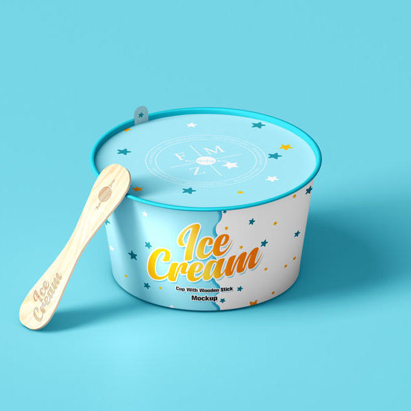 冰激凌杯木棒样机