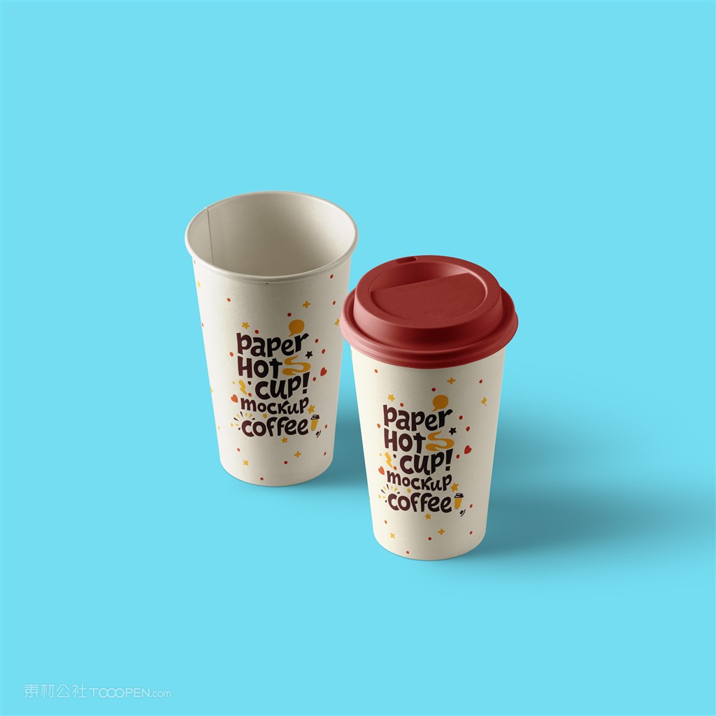 一次性纸杯外带杯带盖杯样机