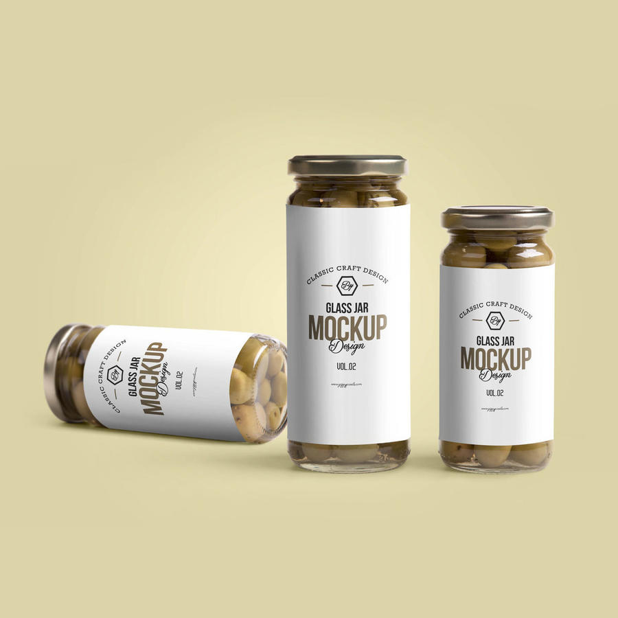 橄榄玻璃罐头包装样机