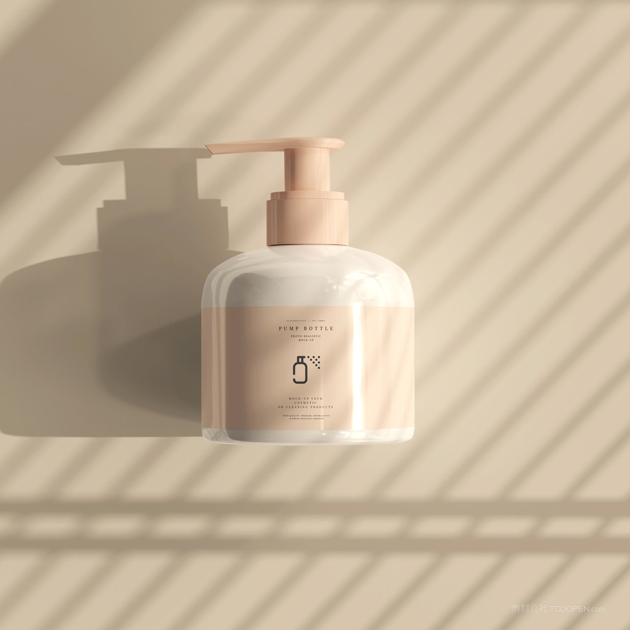 按压泵瓶护肤品包装瓶贴图样机