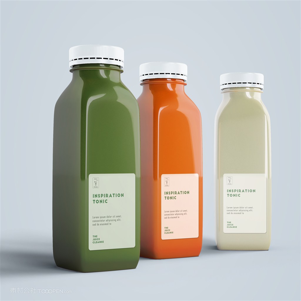 前视图果汁瓶饮料瓶贴图样机