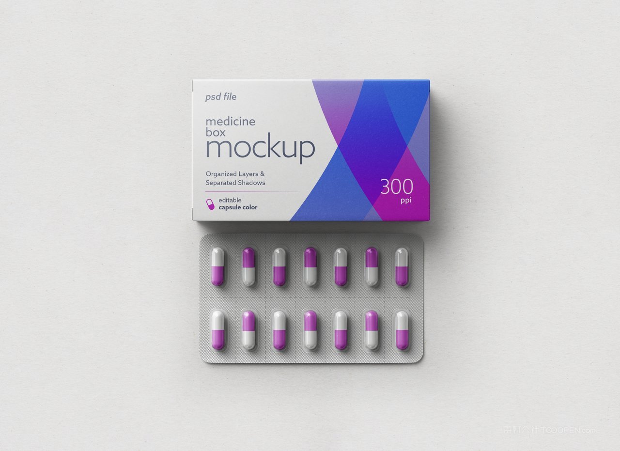 胶囊药丸盒包装样机