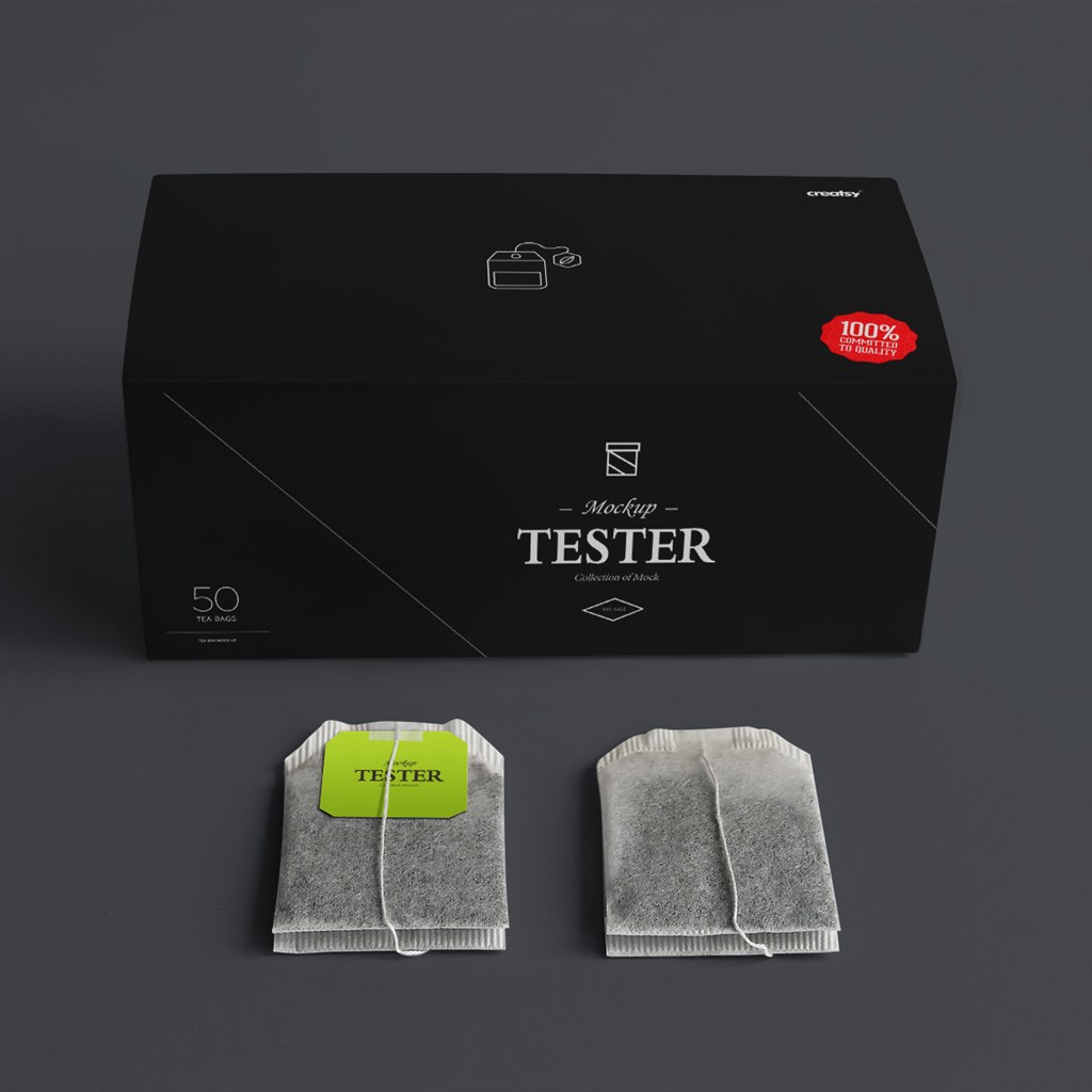 黑色茶叶包装盒样机模板