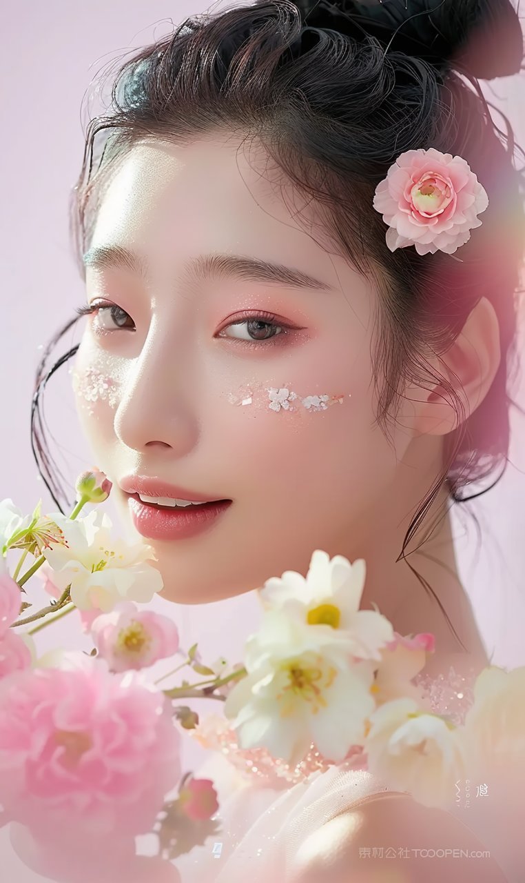 美女盛装魅力美容清纯优美少女时尚彩妆