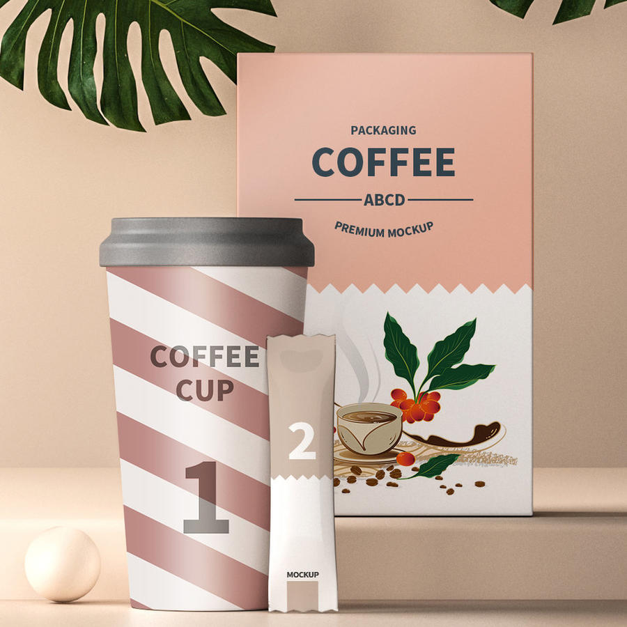 咖啡品牌咖啡杯咖啡包装场景样机