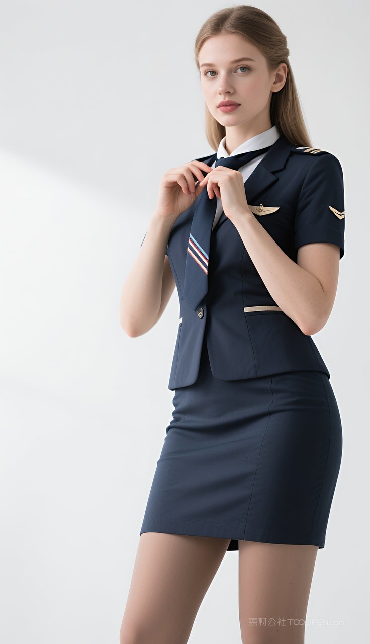 长腿制服少女欧美美女短裙性感空姐丝袜
