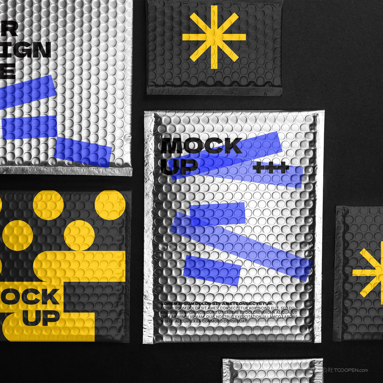 各种尺寸的气泡包装袋贴图样机