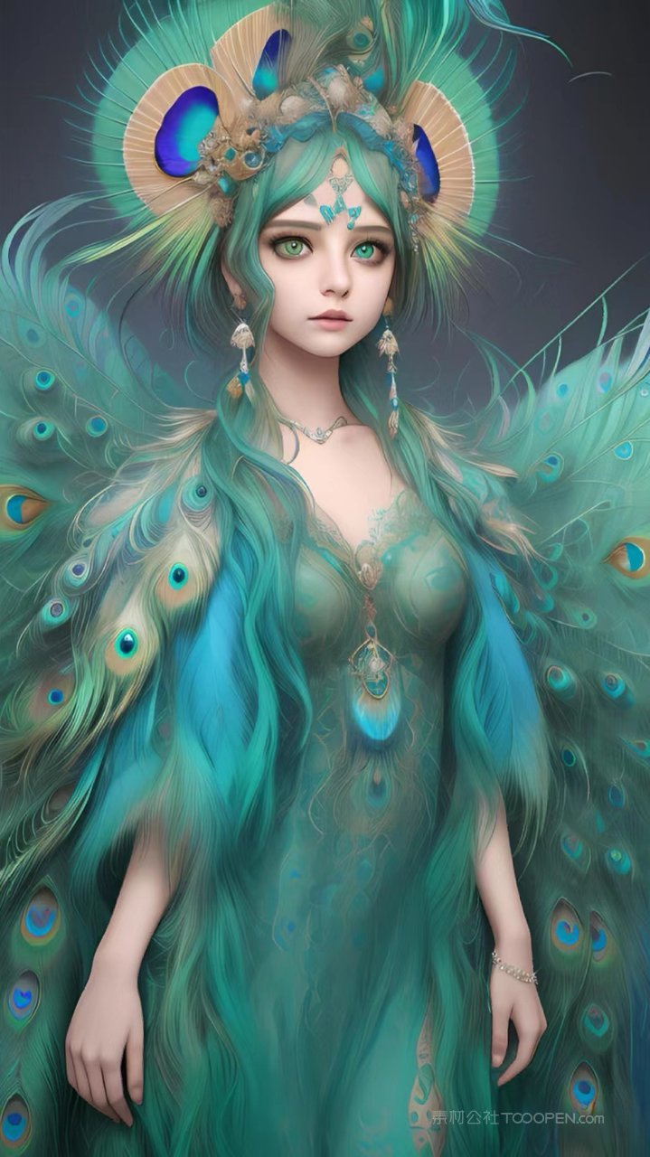 4k高清ai性感清纯孔雀装美女mm图片