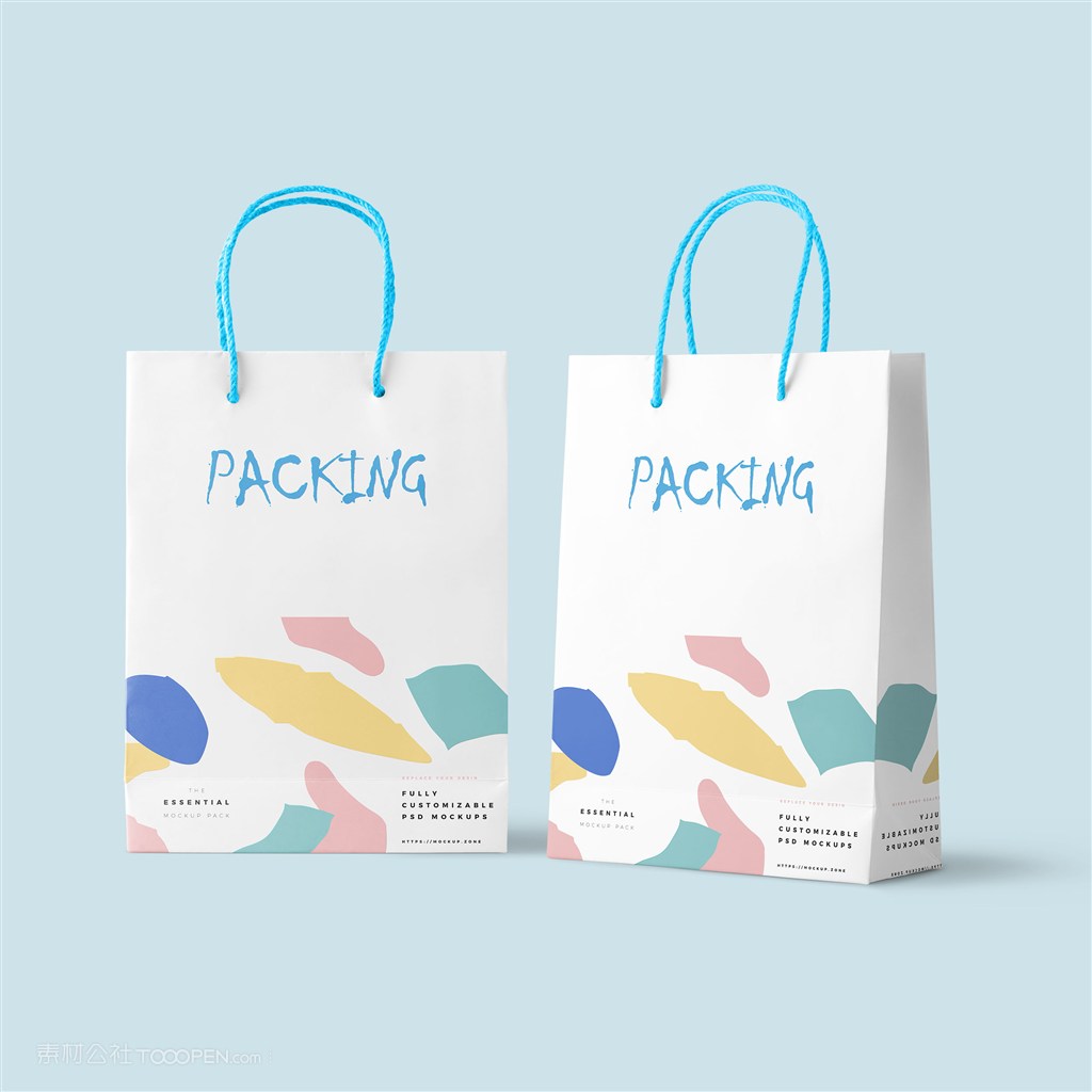 时尚白底涂鸦手提袋纸袋样机