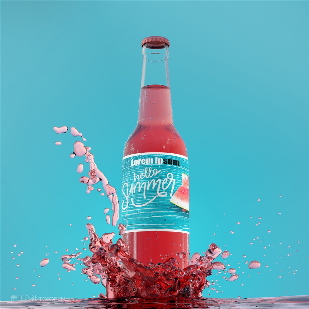 溅汁汽水瓶样机