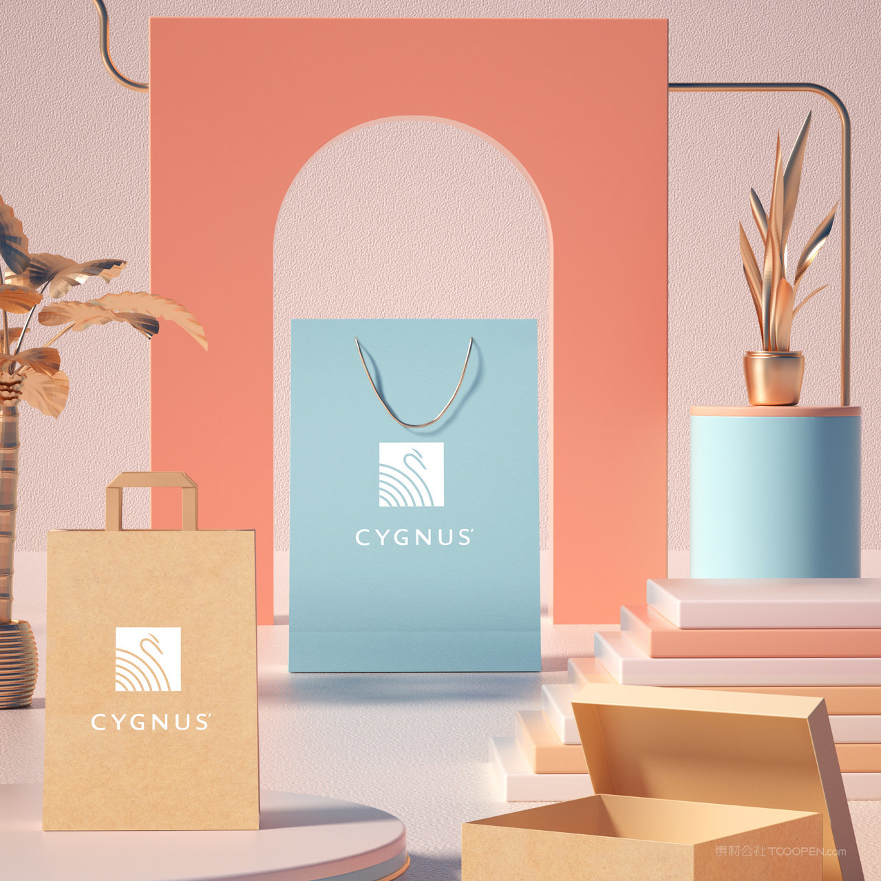 展示场景手提袋包装贴图样机