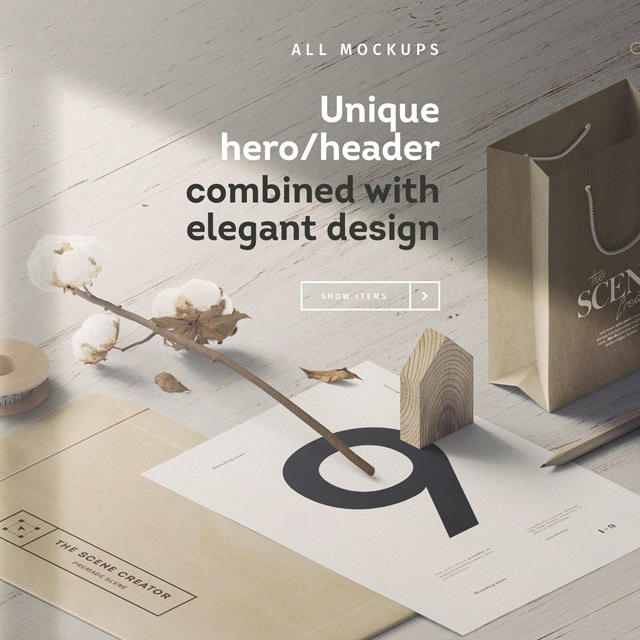 信封信纸手提袋场景样机