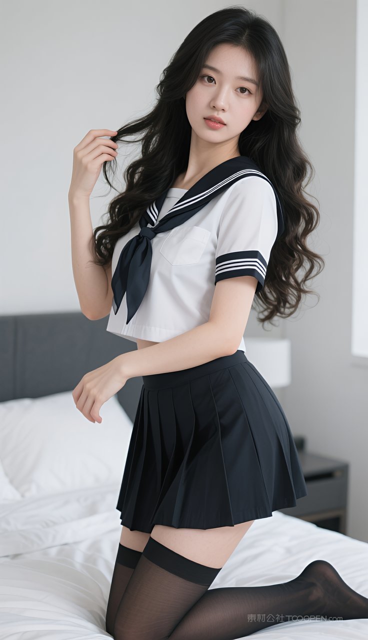 模特美腿少女长腿美女制服丝袜短裙